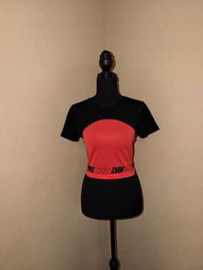 Nike Dri-Fit Women's Black & Coral Crop Top